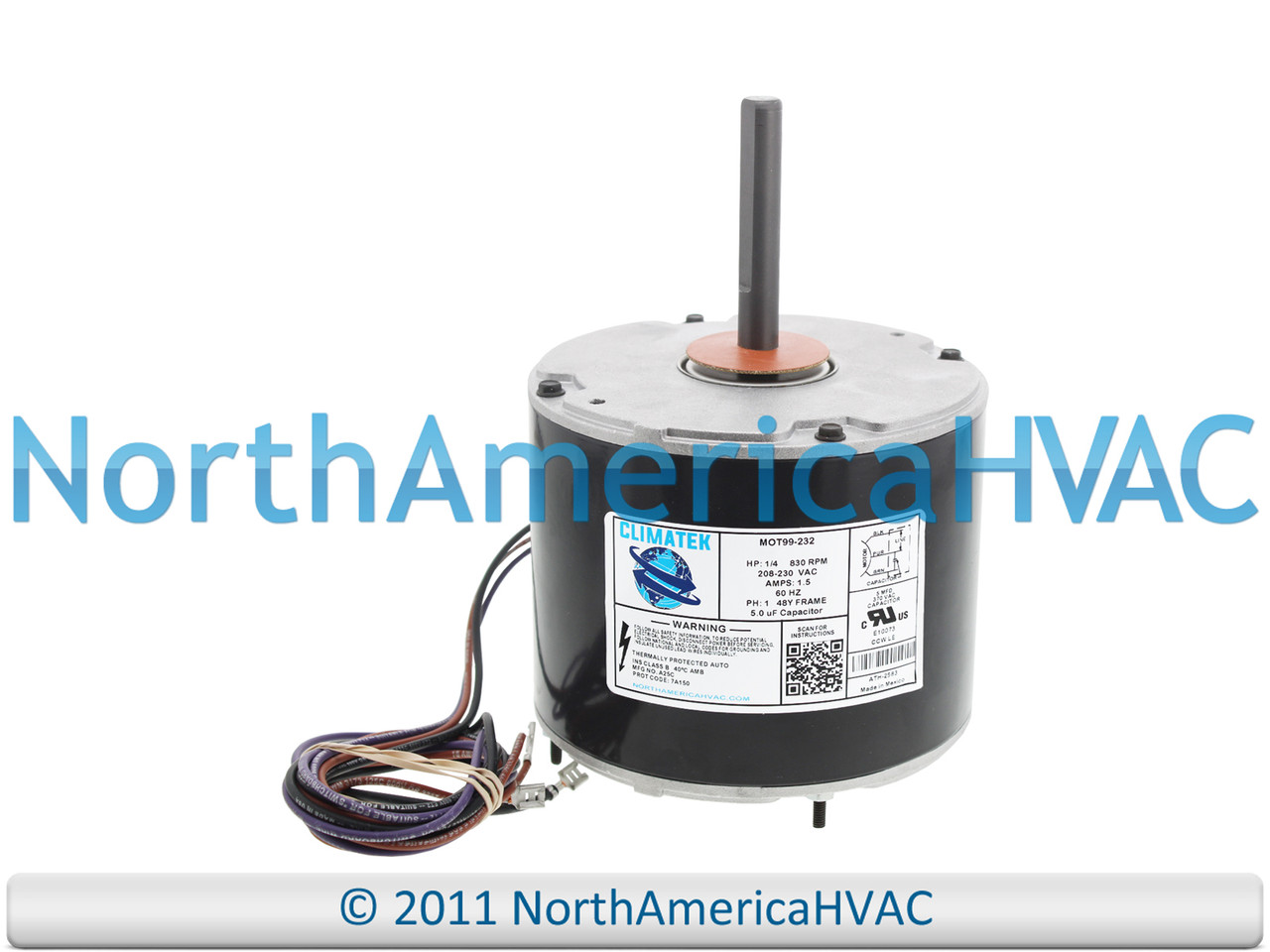 ClimaTek Condenser Fan Motor 1/4 HP Fits Zhongshan Broad-Ocean YDK